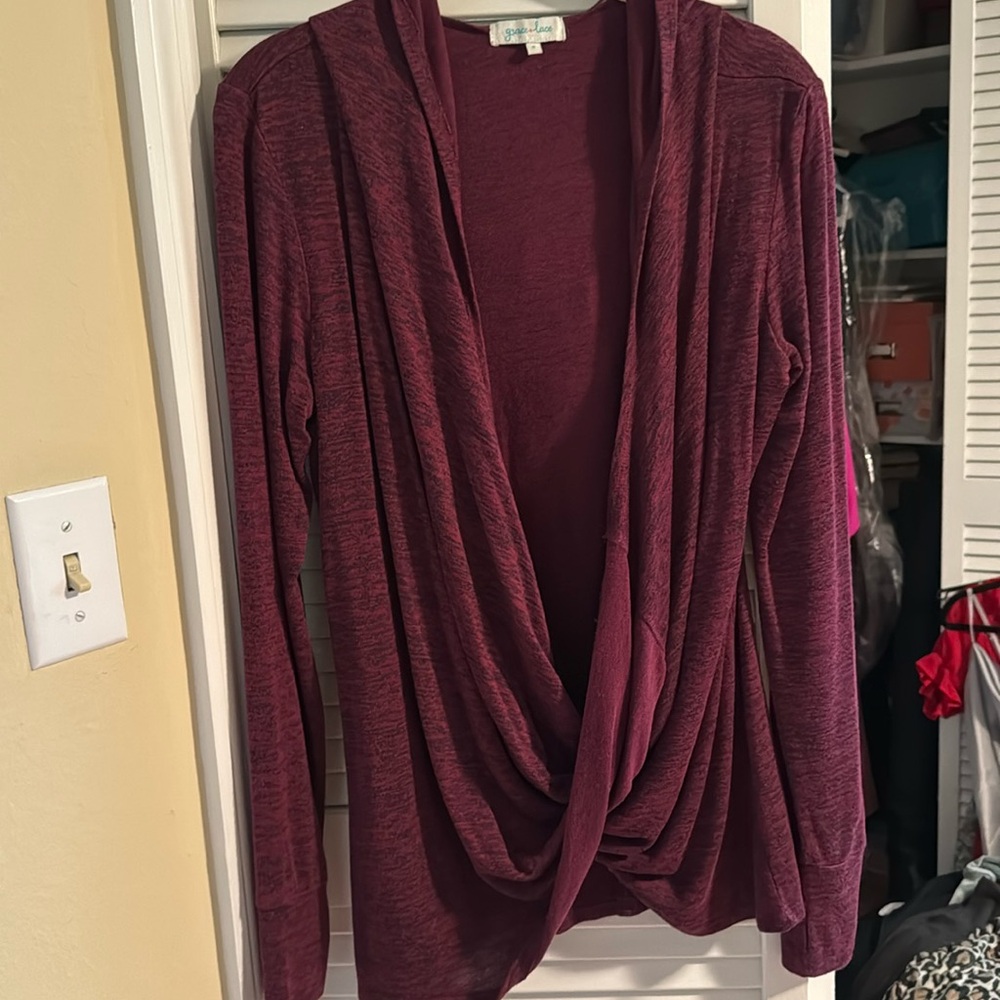 Grace and Lace twist cardigan with hood